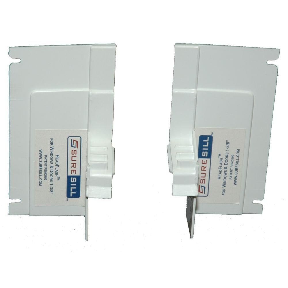 1 3/8-inch White PVC End Caps for Sloped Head Flashing (1 Pair)