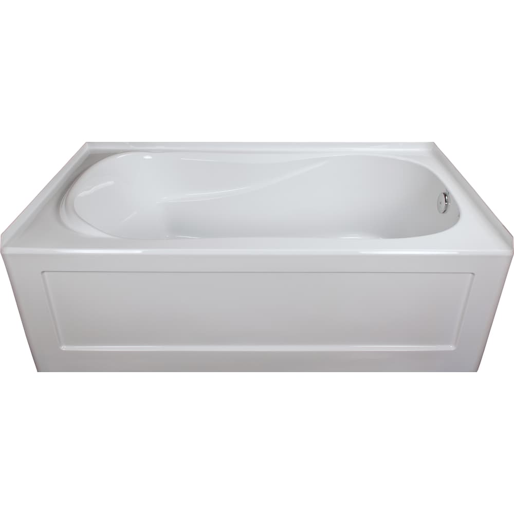 Baignoire rectangulaire en acrylique Prescott de 60 po x 30 po x 20 po de hauteur, drain à droite, profondeur de trempage de 13 po, blanche