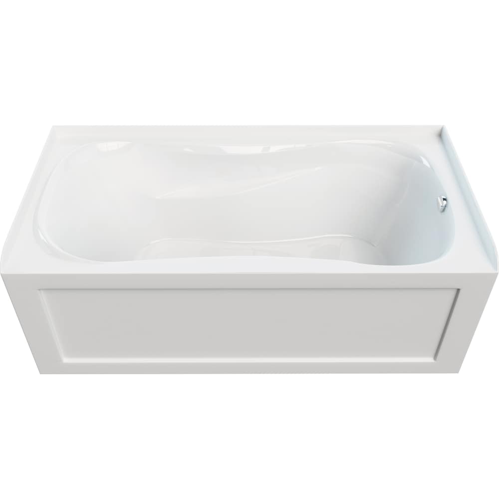 Baignoire rectangulaire en acrylique Prescott de 60 po x 30 po x 20 po de hauteur, drain à droite, profondeur de trempage de 13 po, blanche