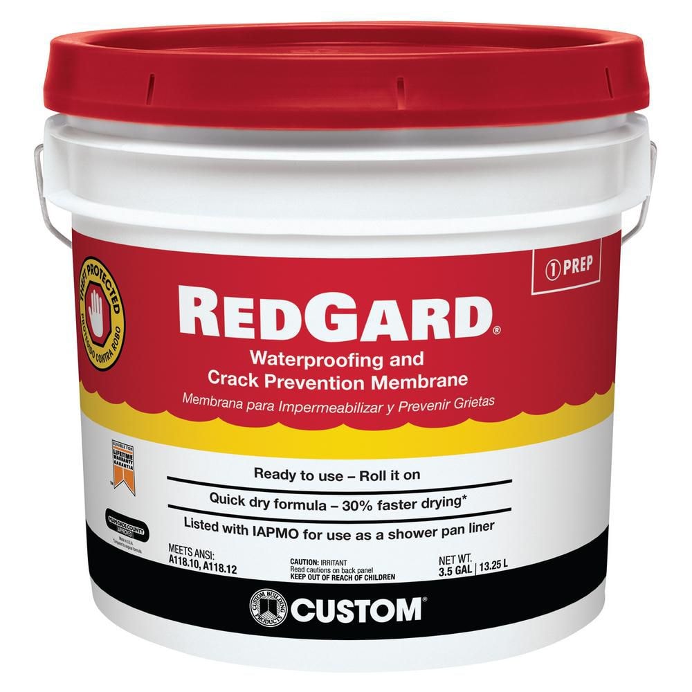 Membrane d'étanchéité et de prévention des fissures prête à l'emploi RedGard 13,25 L avec formule à séchage rapide pour les installations de carrelage et de pierre