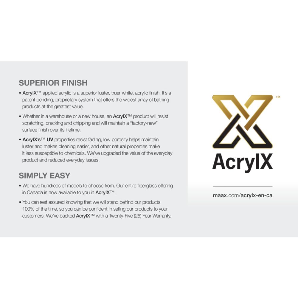 Sax 60 in. L x 32 in. W x 25 in. H 2-Piece Oval AcrylX Applied Acrylic Freestanding Bathtub, End Drain, in White with 14 inch Soaking Depth