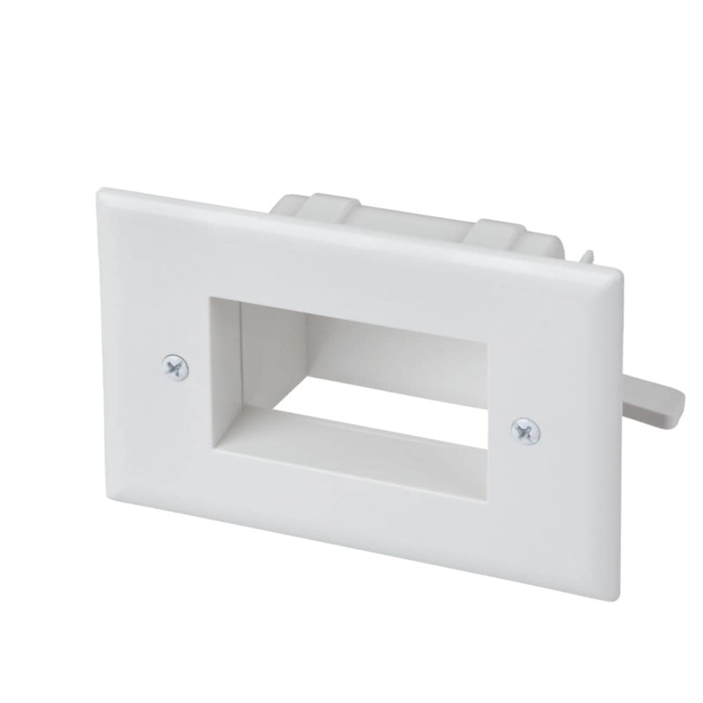 1-Gang White Plastic Wall Plate Multi-Purpose Low Voltage Recessed Cable