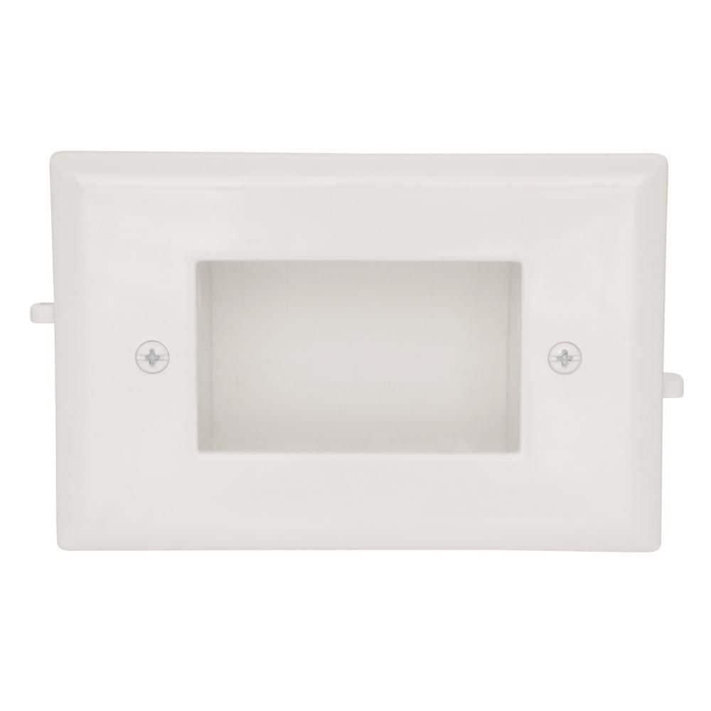 1-Gang White Plastic Wall Plate Multi-Purpose Low Voltage Recessed Cable
