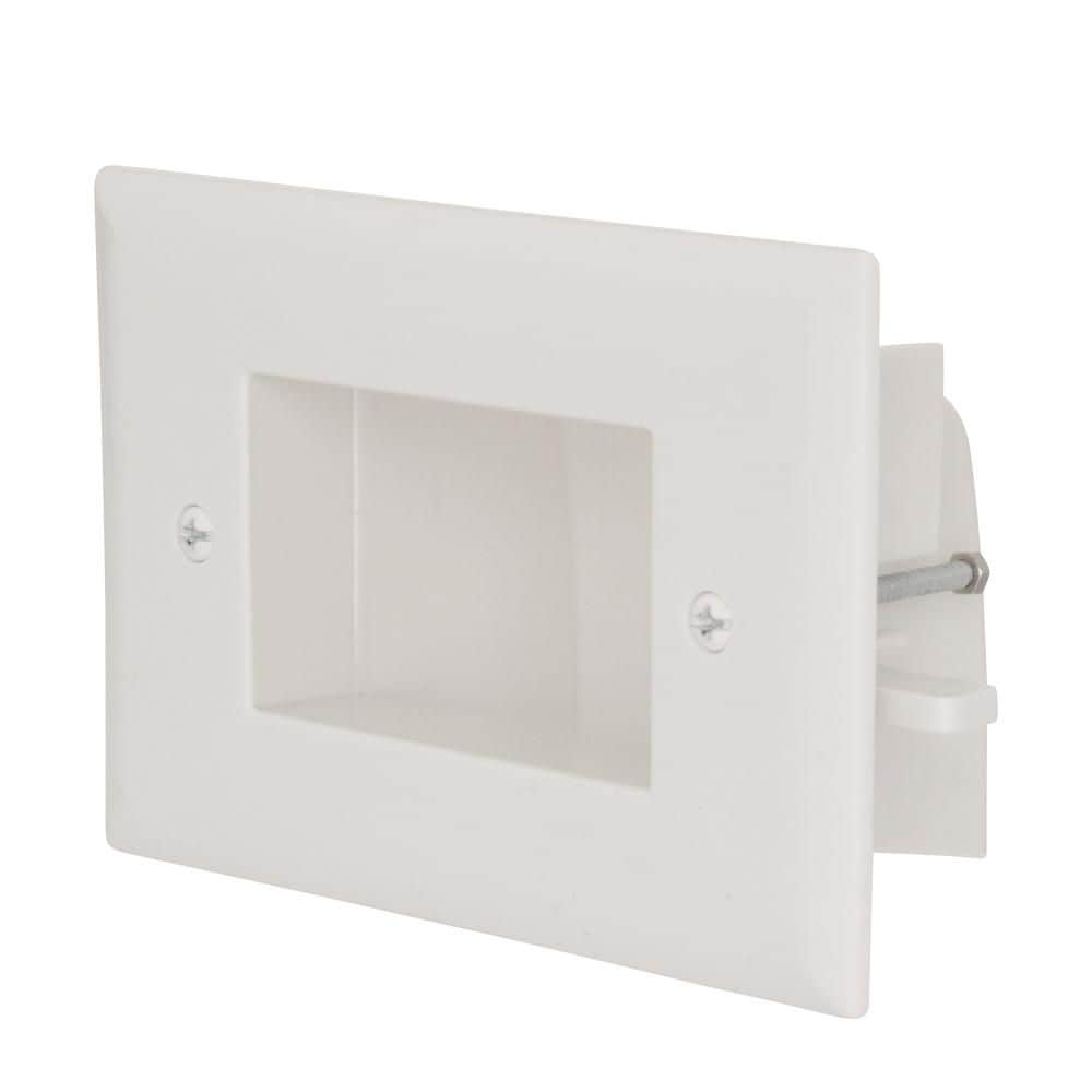 1-Gang White Plastic Wall Plate Multi-Purpose Low Voltage Recessed Cable