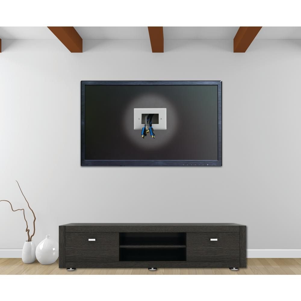 1-Gang White Plastic Wall Plate Multi-Purpose Low Voltage Recessed Cable