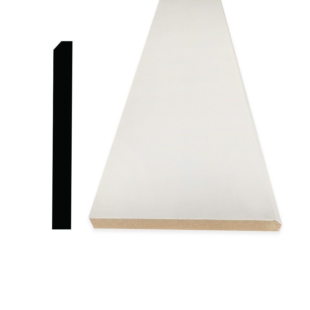 5/8-inch x 5 1/2-inch x 96-inch Modern MDF Primed  Baseboard Moulding