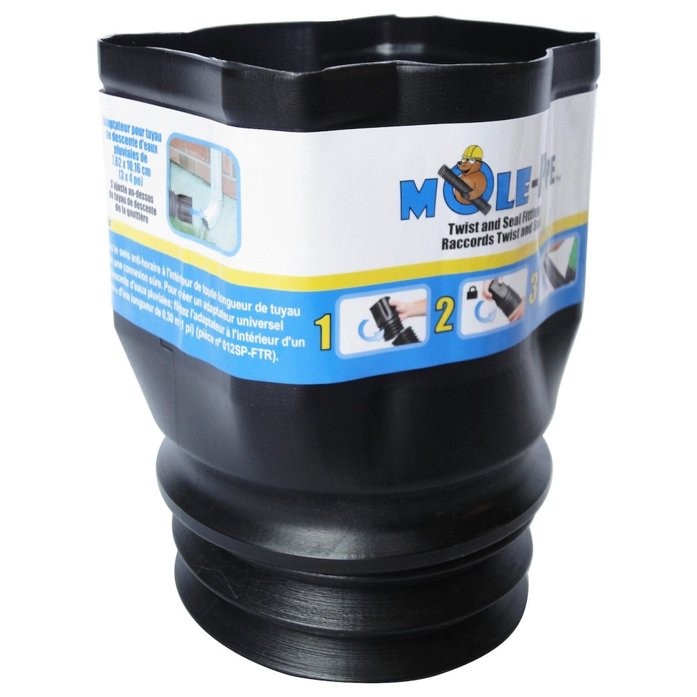 3-inch x 4-inch Downspout Adapter with Twist and Seal Technology