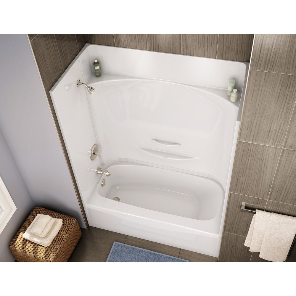 Essence 60L x 30W x 18.8H AcrylX Rectangular Alcove Bathtub with PIN System, Left Drain, in White