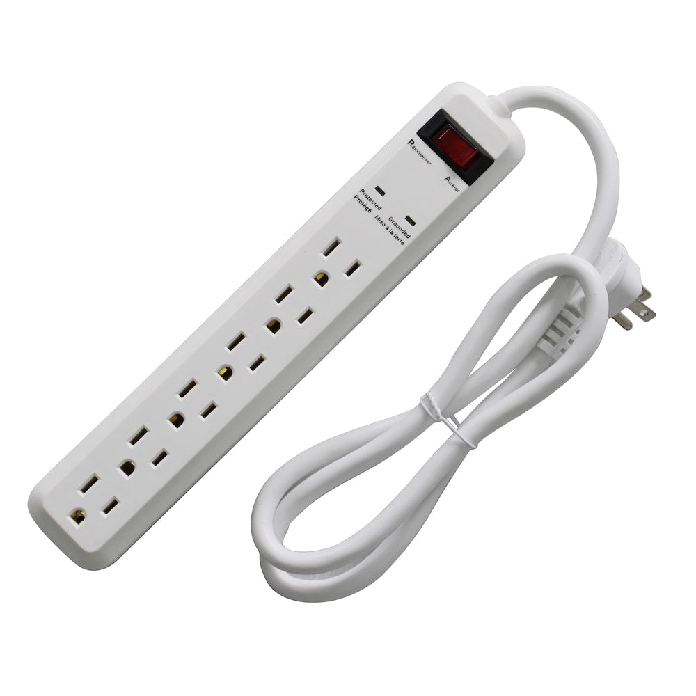 3 ft. 6-Outlet 14 Gauge 15 Amps Heavy Duty Indoor/Outdoor Surge Protector Extension Cord, White
