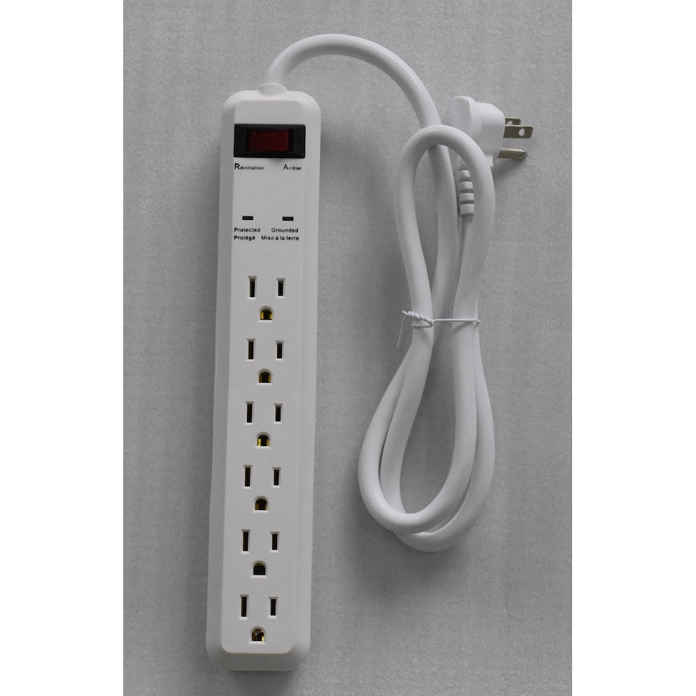 3 ft. 6-Outlet 14 Gauge 15 Amps Heavy Duty Indoor/Outdoor Surge Protector Extension Cord, White