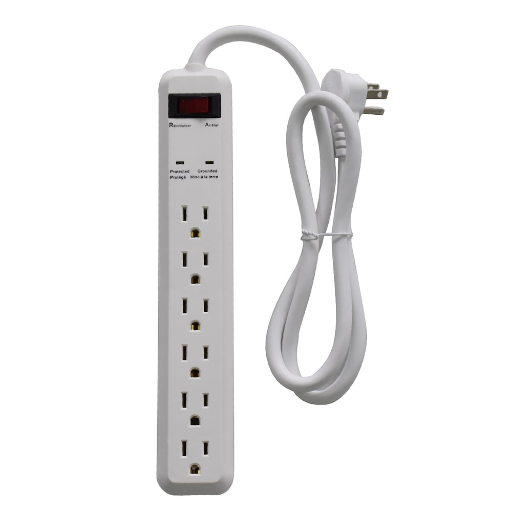 3 ft. 6-Outlet 14 Gauge 15 Amps Heavy Duty Indoor/Outdoor Surge Protector Extension Cord, White