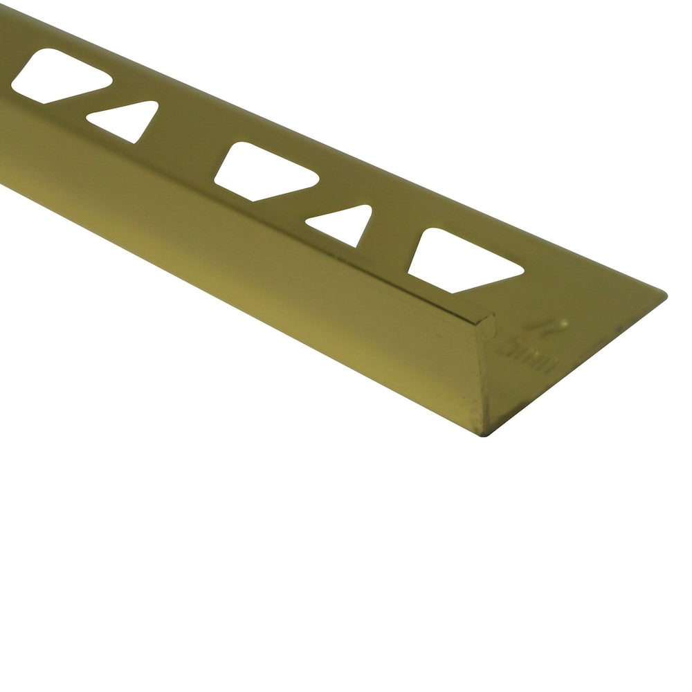 Bordure de carrelage 1/2 pouce (12 mm) - 8 pieds - Laiton brillant - 10 pièces.