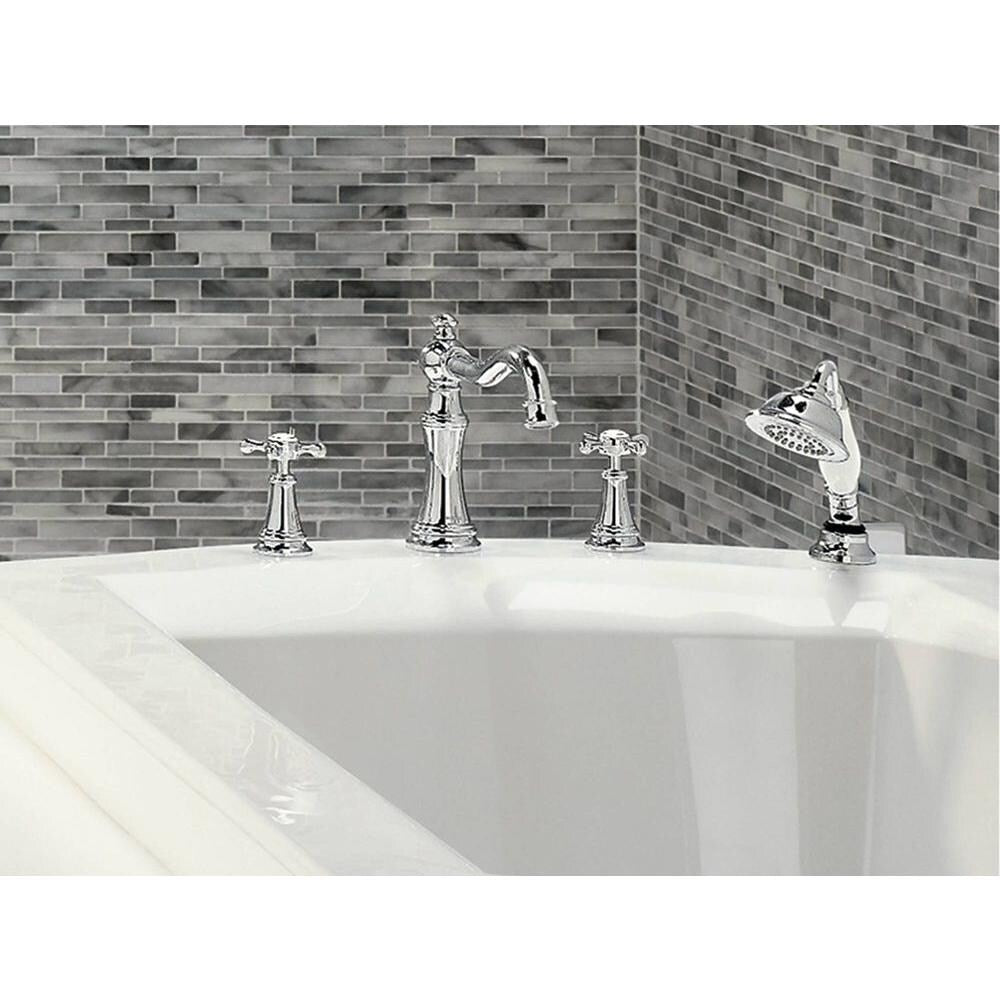 Weymouth 2-Handle Deck Mount Roman Tub Faucet Trim Kit with Hand Shower in Chrome (Valve Sold Separately)