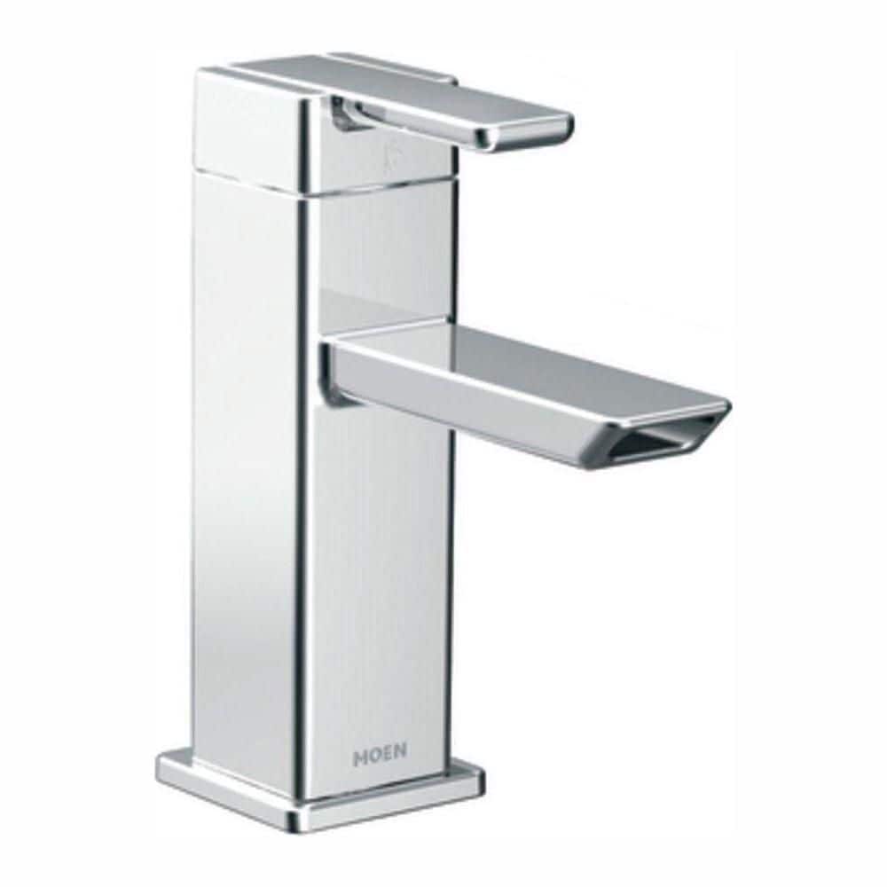 Robinet de lavabo de salle de bain à poignée unique à 90 degrés en chrome (vidange et valve incluses)