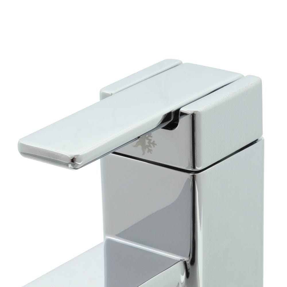 Robinet de lavabo de salle de bain à poignée unique à 90 degrés en chrome (vidange et valve incluses)