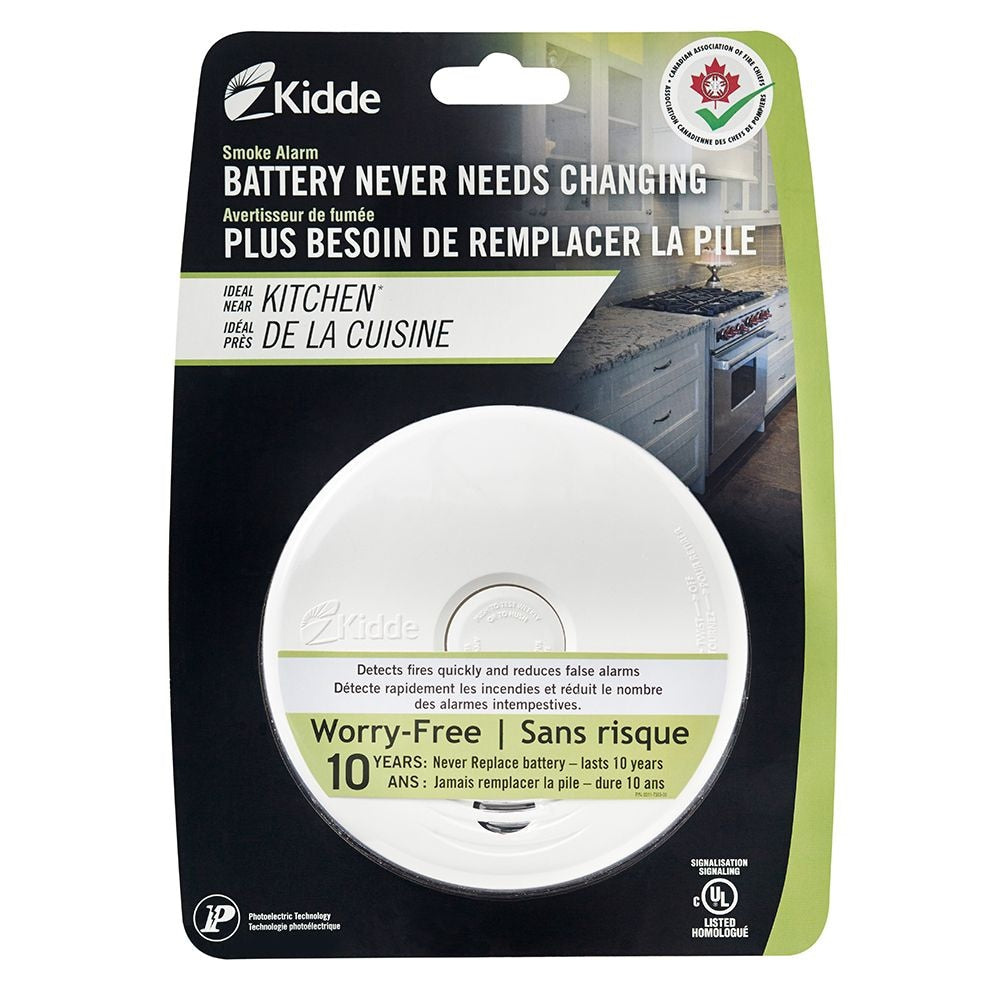 Worry Free Battery Operated Photoelectric Smoke Alarm with Hush Button