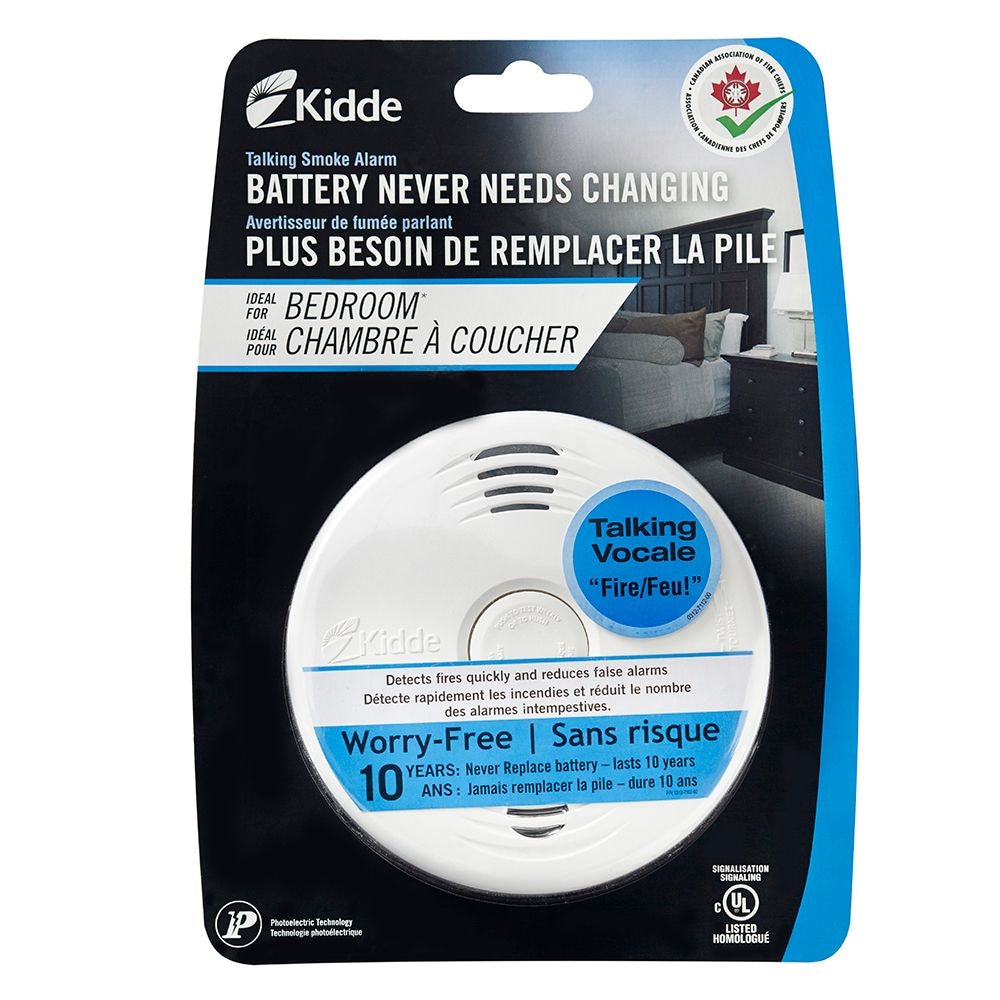Worry Free Battery Operated Photoelectric Smoke Alarm with Voice Alert and Hush Button