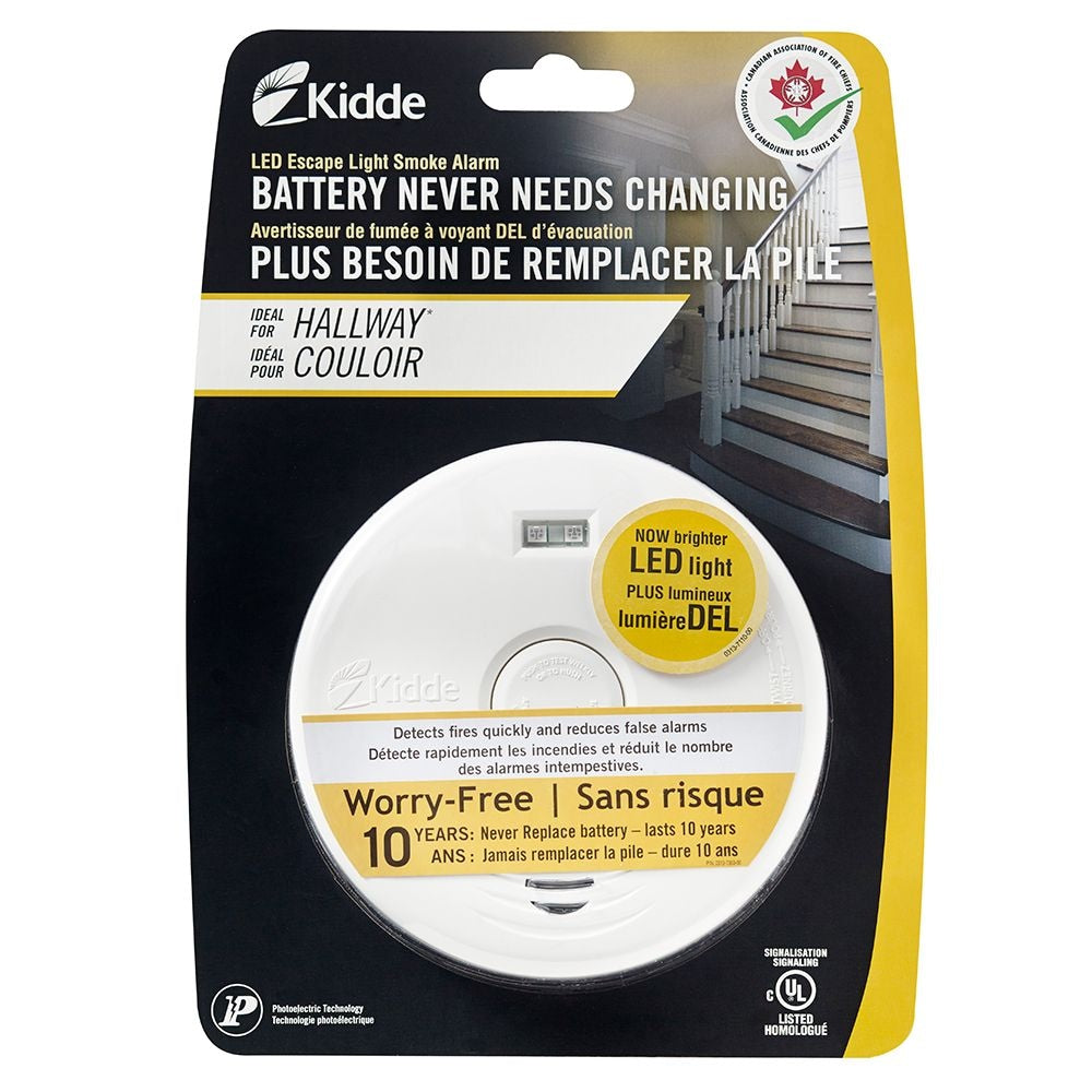 Worry Free Battery Operated Photoelectric Smoke Alarm with LED Safety Light