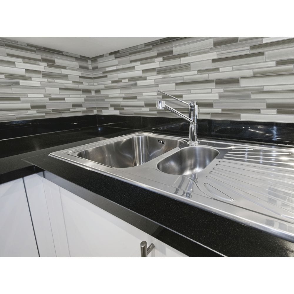 Strip Glass Mosaic Tile in Tribeca Mist