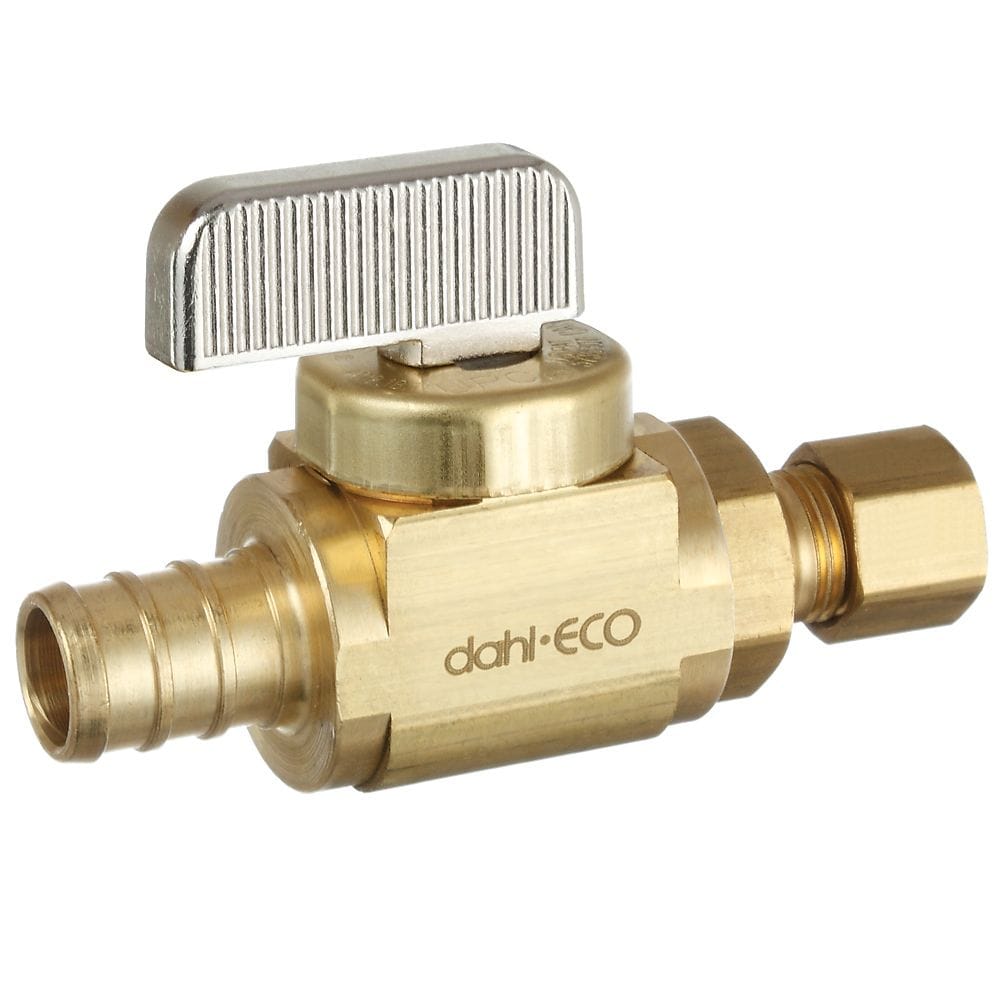 1/2 Crimpex x 1/4 OD Comp, Supply Stop, Straight, Brass, Lead-Free