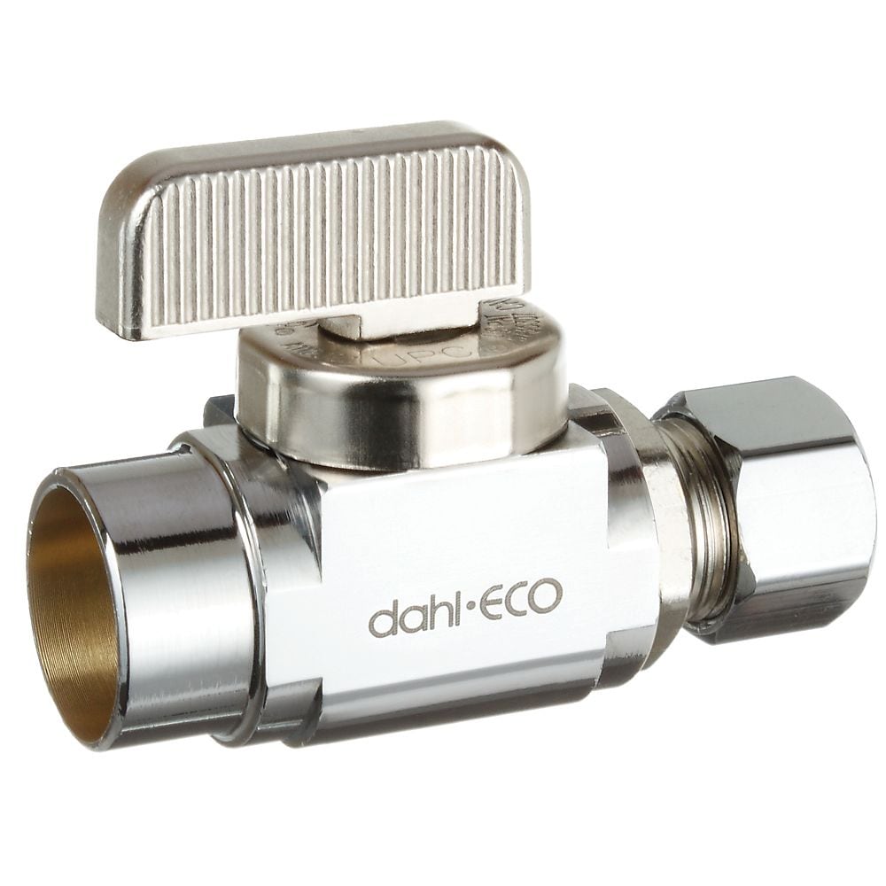 1/2 Female Solder x 3/8 OD Comp, Supply Stop, Straight, Plated, Lead-Free