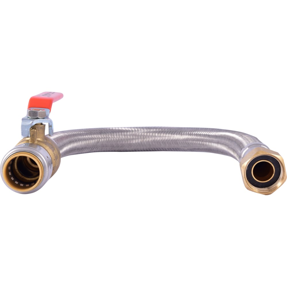 3/4 inch x 18 inch Push-to-Connect Water Heater Connector with Ball Valve