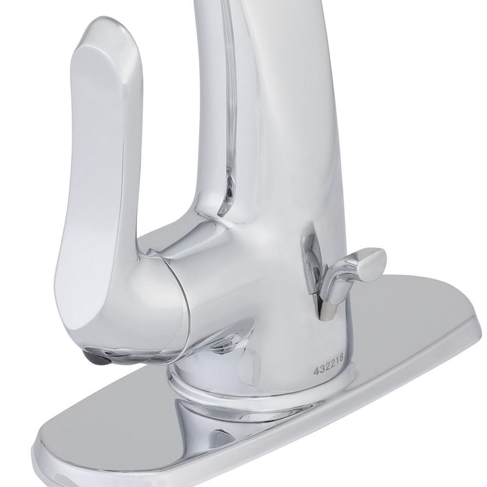 Robinet de lavabo de salle de bain à arc moyen à poignée unique et trou unique Soline, montage sur pont, débit standard, chrome