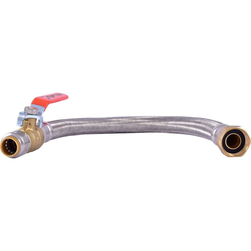1/2 inch x 18 inch Push-to-Connect Water Heater Connector with Ball Valve