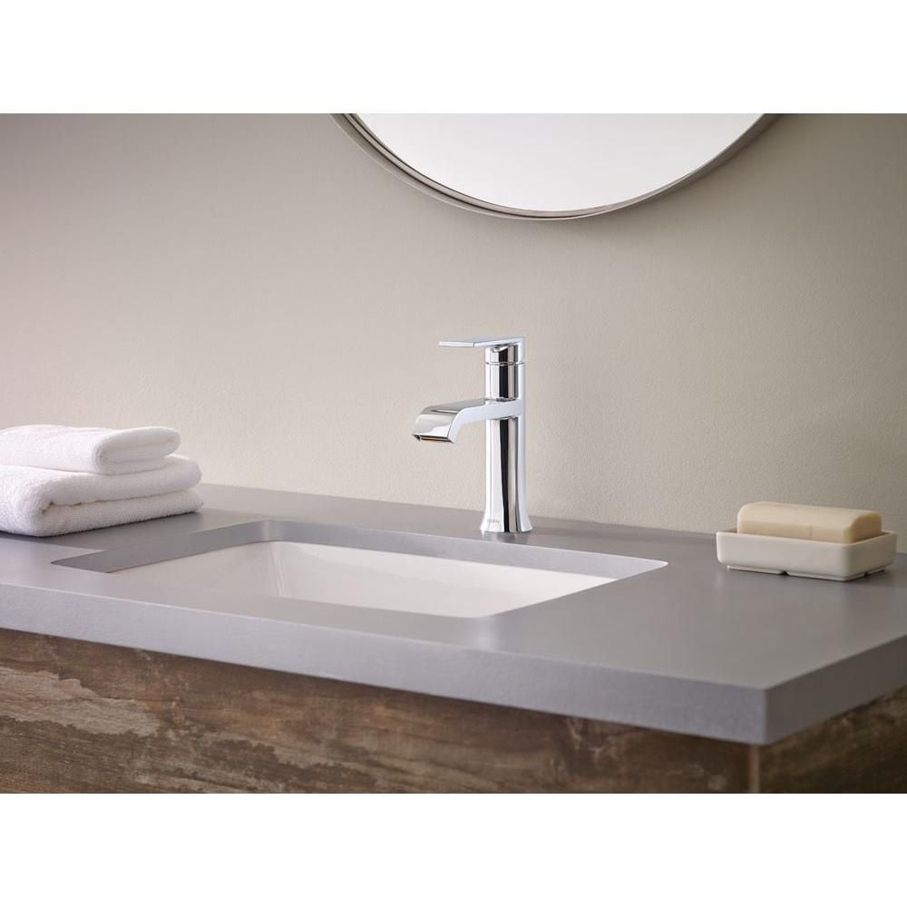 Genta Single Handle 4-inch Centerset/Single Hole Bathroom Sink Faucet/Tap with Deck Plate in Chrome (Drain and Valve Included)