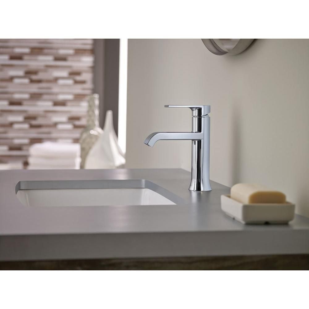 Genta Single Handle 4-inch Centerset/Single Hole Bathroom Sink Faucet/Tap with Deck Plate in Chrome (Drain and Valve Included)