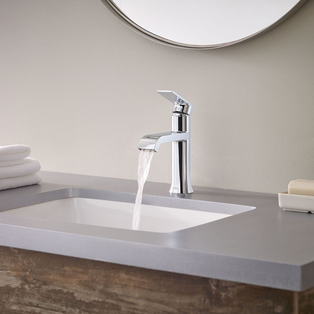 Genta Single Handle 4-inch Centerset/Single Hole Bathroom Sink Faucet/Tap with Deck Plate in Chrome (Drain and Valve Included)
