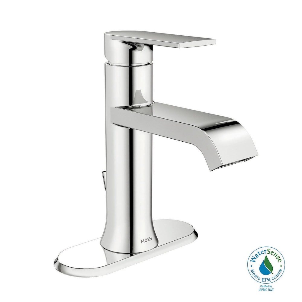 Genta Single Handle 4-inch Centerset/Single Hole Bathroom Sink Faucet/Tap with Deck Plate in Chrome (Drain and Valve Included)