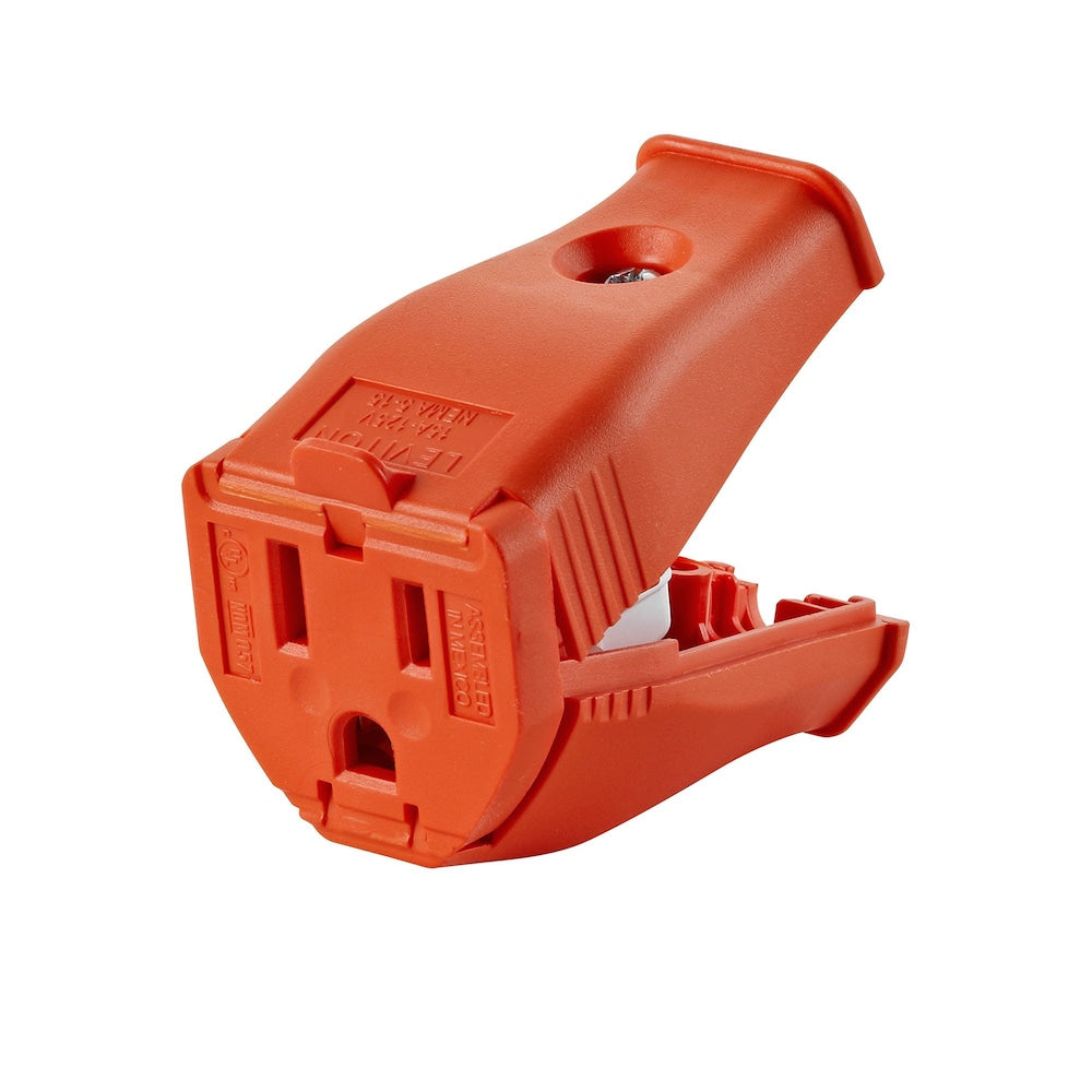 15A 125V 2-Pole 3-Wire Grounding Cord Outlet in Orange