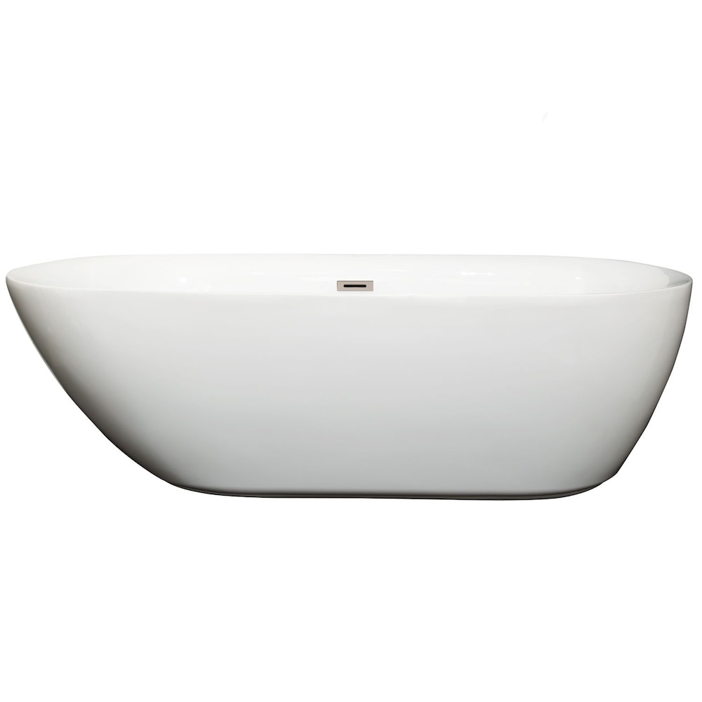Baignoire de trempage Melissa de 5 pieds et 11 pouces avec drain central en blanc