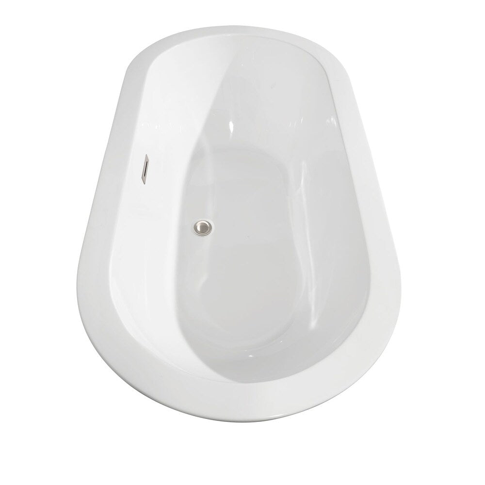 Soho 5 Feet Acrylic Freestanding Flatbottom Bathtub in White with Brushed Nickel Trim