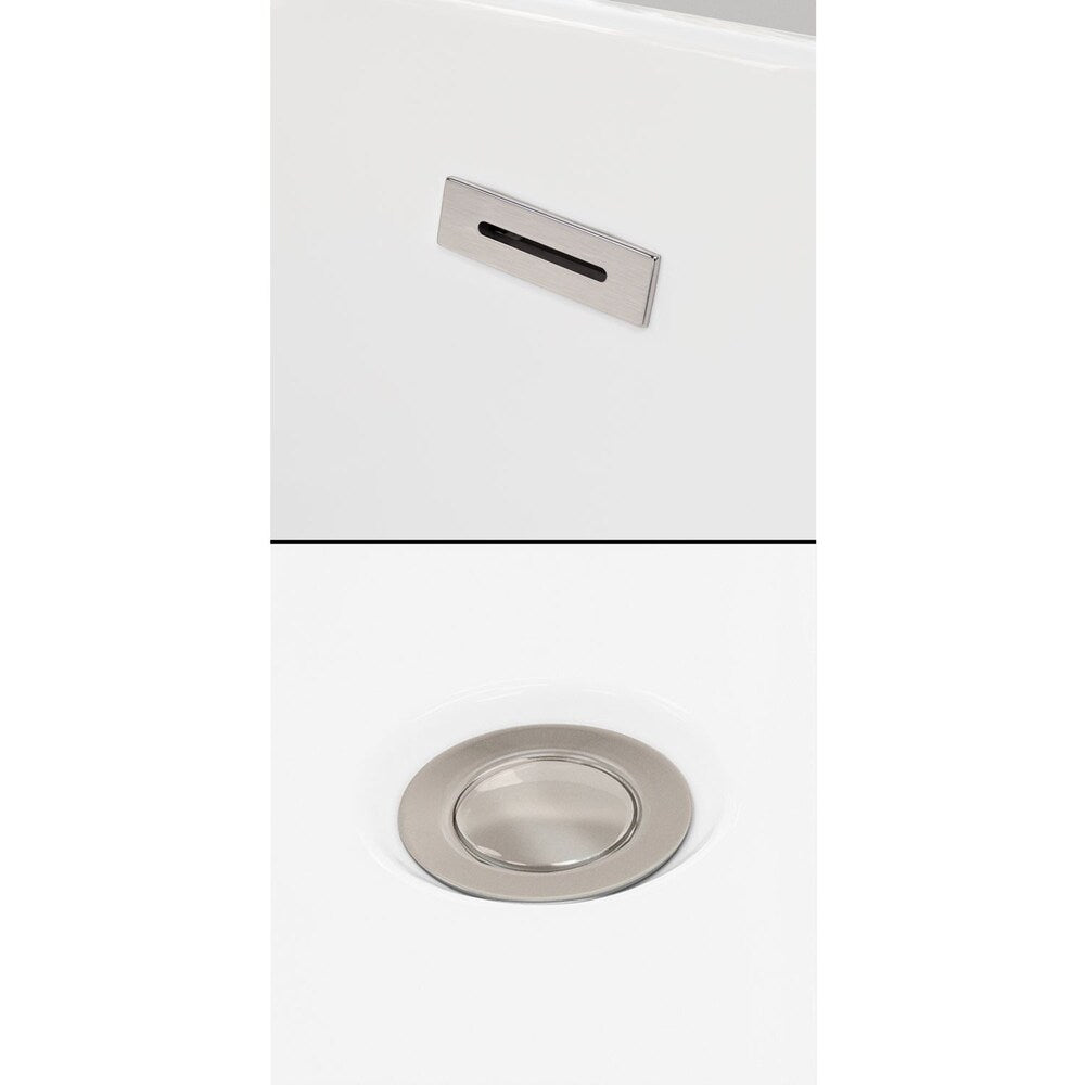 Soho 5 Feet Acrylic Freestanding Flatbottom Bathtub in White with Brushed Nickel Trim