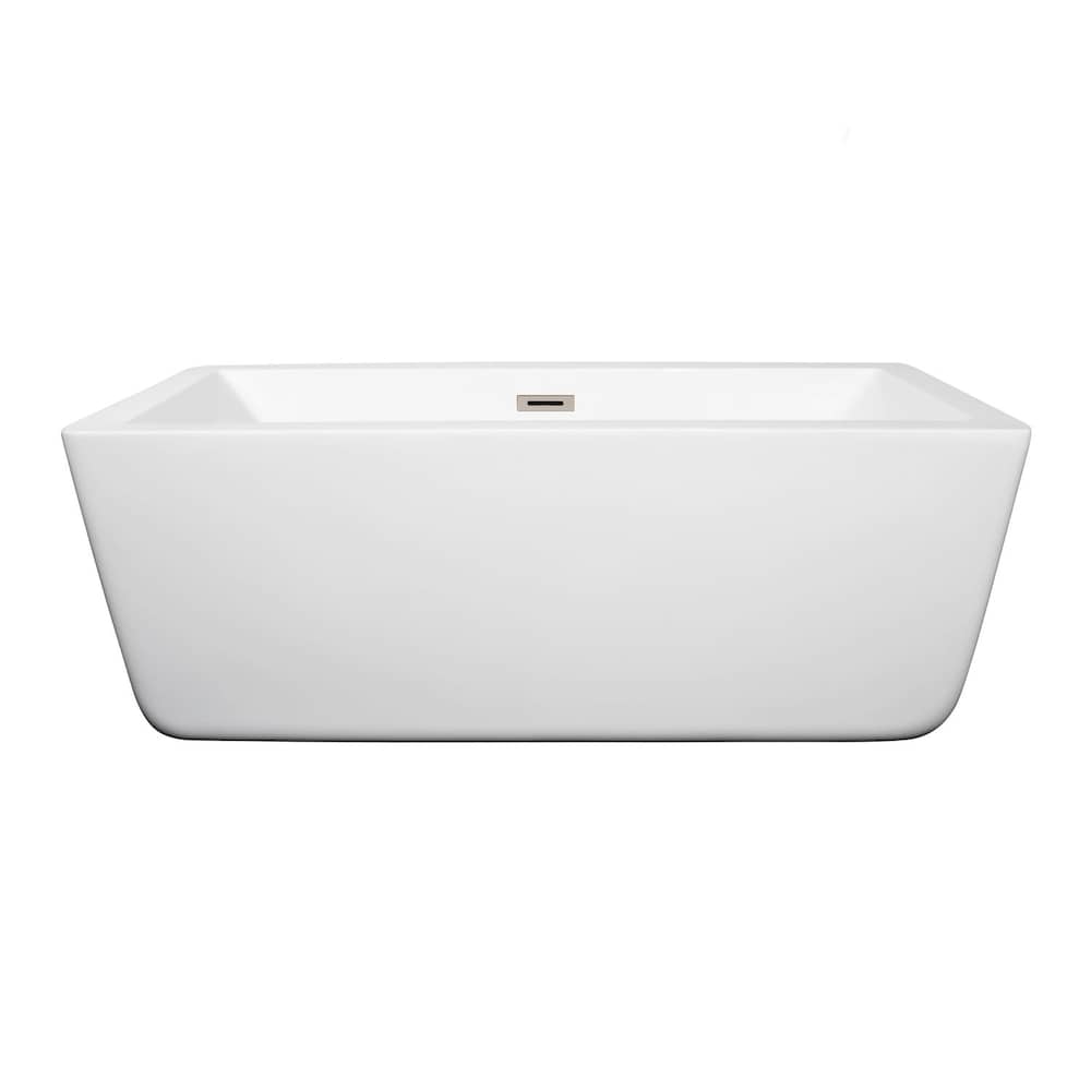 Baignoire de trempage Laura de 4 pieds et 11 pouces avec drain central en blanc