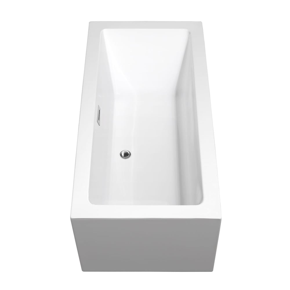 Baignoire de trempage Melody en acrylique à fond plat et drain central de 59,5 pouces en blanc