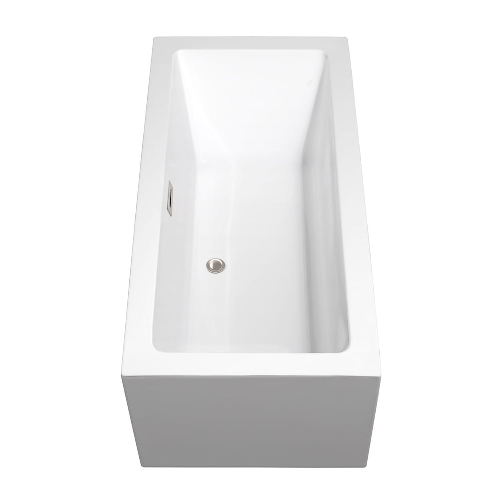 Baignoire de trempage Melody de 5 pieds avec drain central et robinet monté au sol en nickel brossé