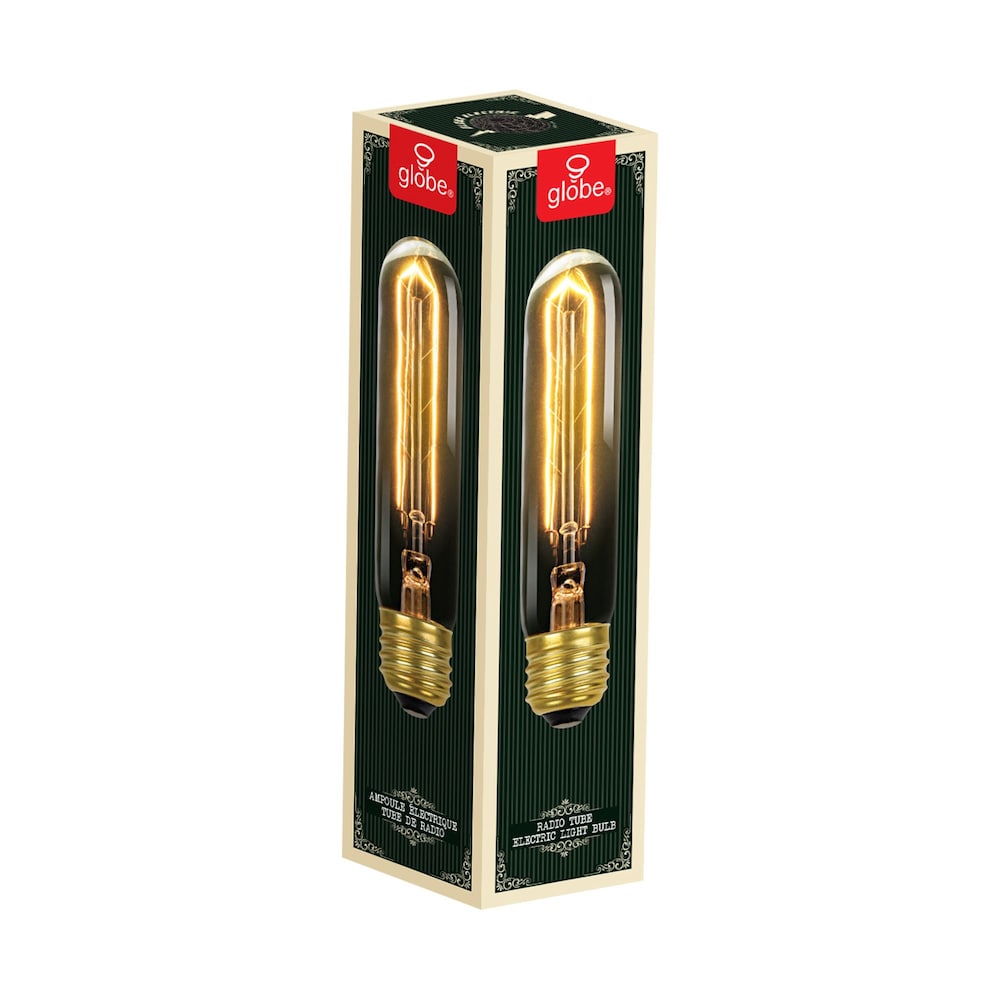 60 Watt Incandescent E26 Base T10 Edison Vintage Radio Tube Filament Light Bulb