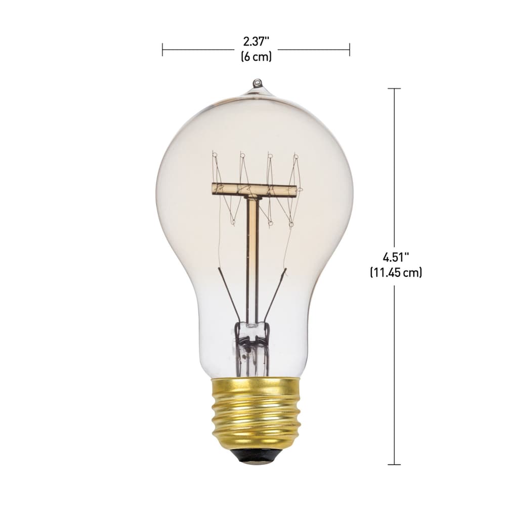 60 Watt Incandescent E26 Base A19 Edison Vintage Quad Loop Filament Light Bulb