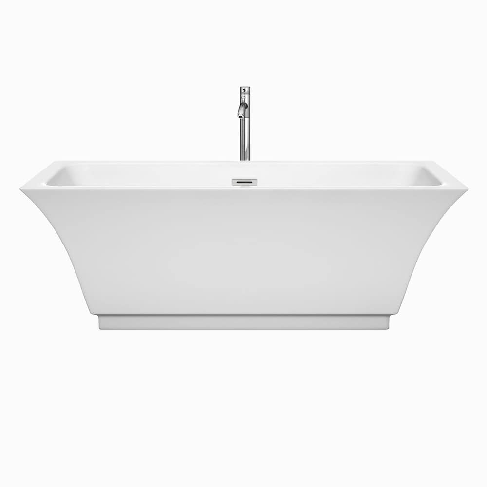 Baignoire profonde Galina de 5 pieds 6 pouces avec garniture en chrome poli et robinet monté au sol