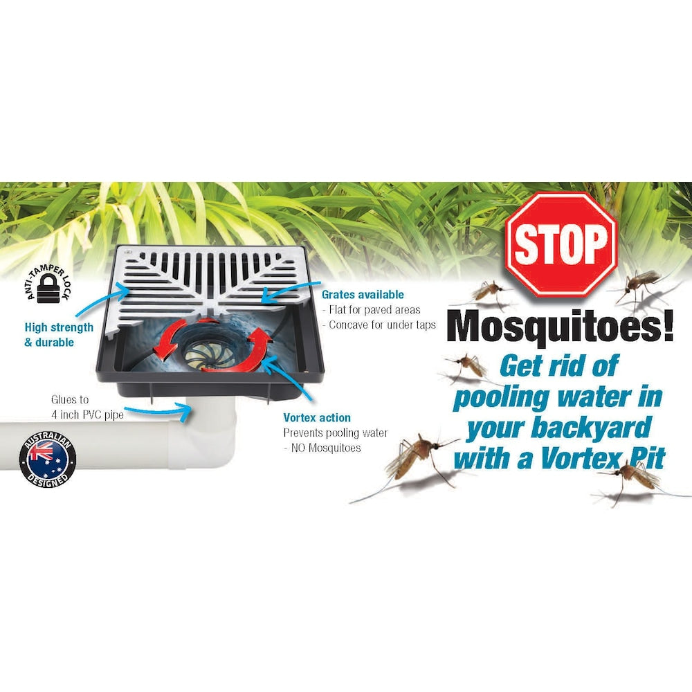 9 in. Square Low Profile Drainage Catch Basin with Grey Grate