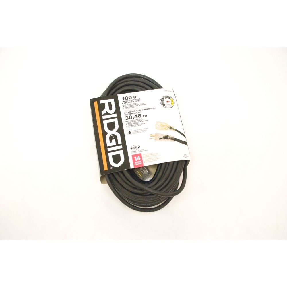 14Ga. Heavy Duty Rubber Extension Cord 100Ft Lighted Single End (Sjow)