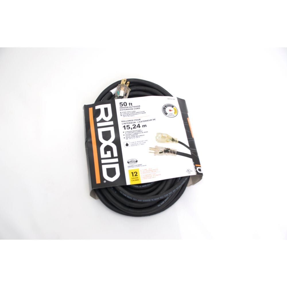 12Ga. Heavy Duty Rubber Extension Cord 50Ft Lighted Single End (Sjow)