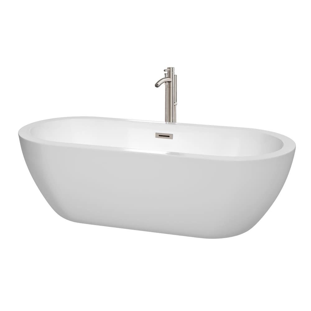 Baignoire autoportante en acrylique Soho de 6 pieds à fond plat en blanc