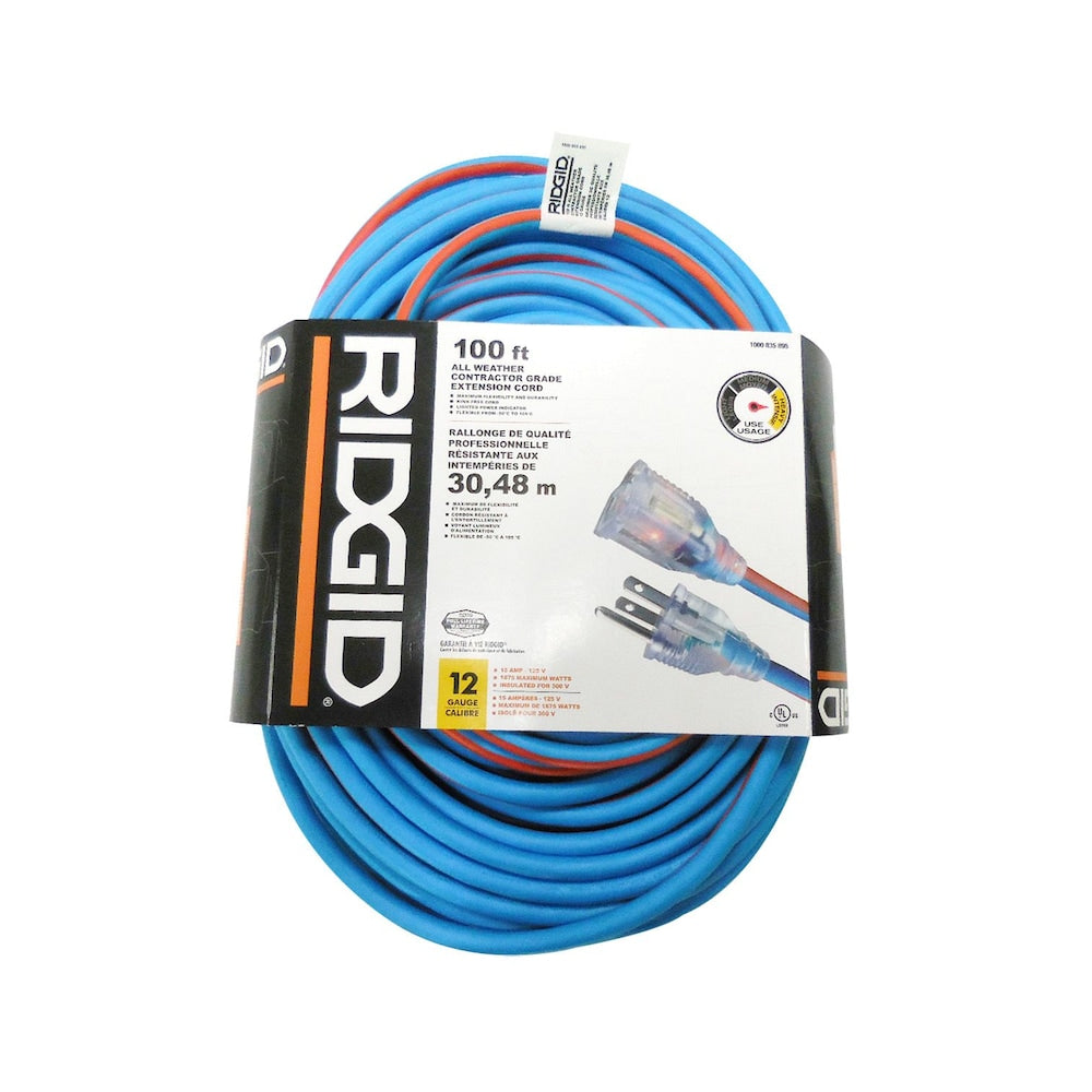 100 Feet All Weather Contractor Grade Extension Cord 12 Gauge