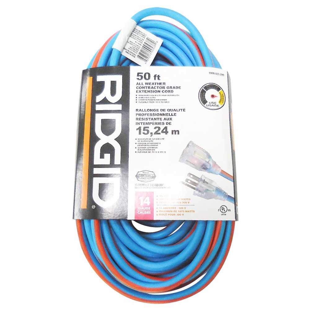 50 Feet All Weather Contractor Grade Extension Cord 14 Gauge