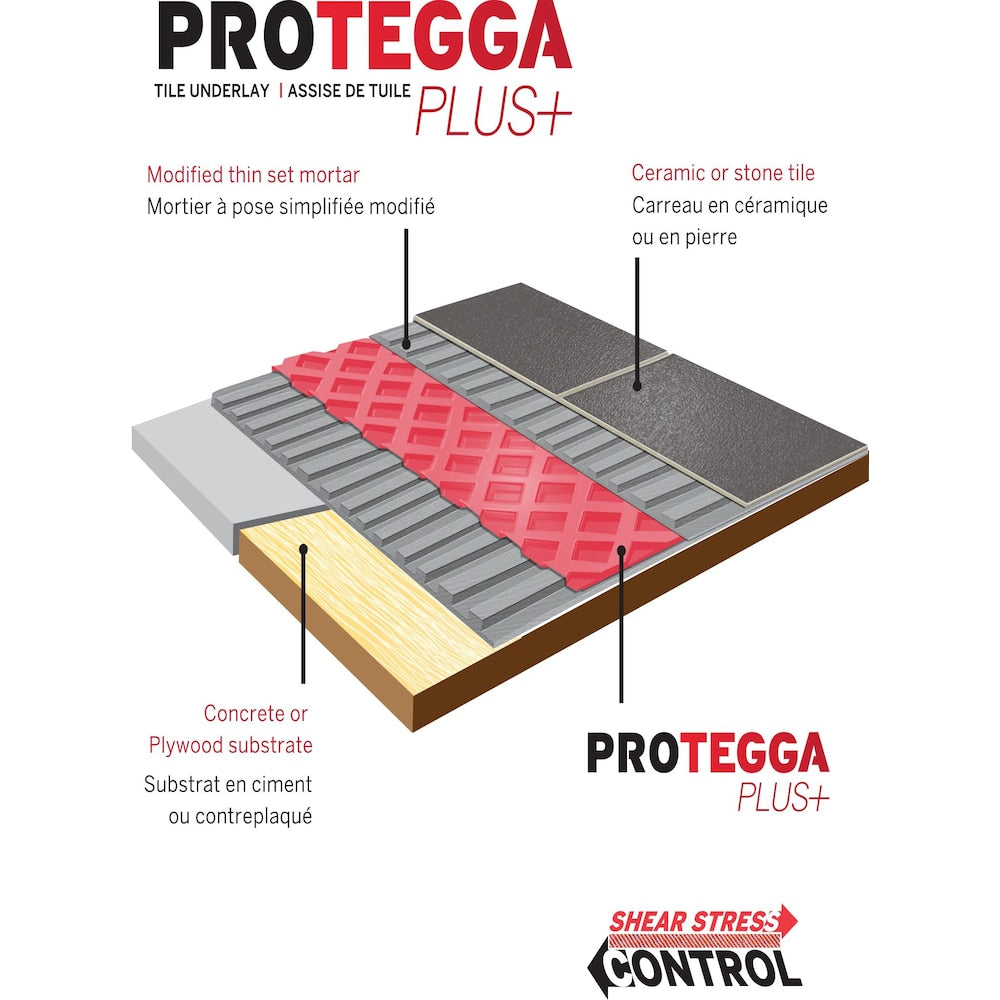 PROTEGGA® Plus - Sous-couche pour carrelage - 54 pi² (5 m²) - Rouleau