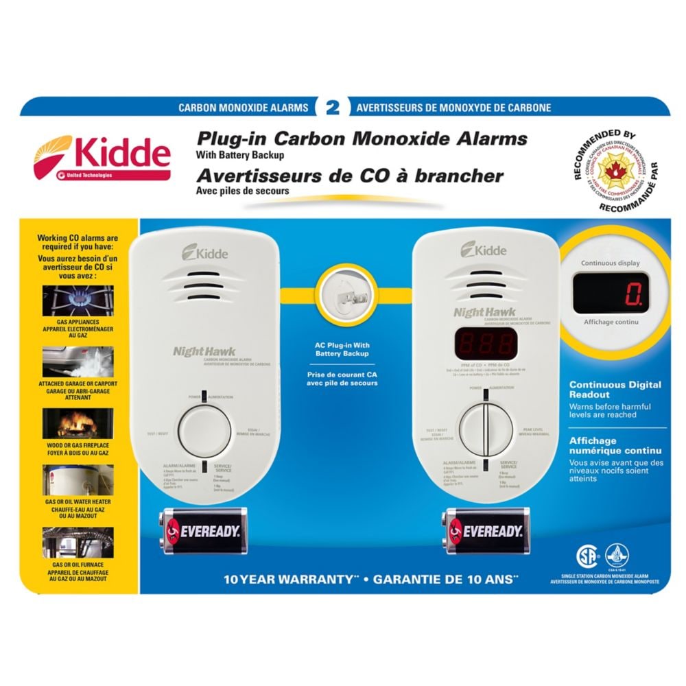 Plug-In CO Alarm with Digital Display (2-Pack)